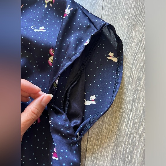 Vintage y2k forever 21 kawaii kidcore unicorn cat bunny mushroom pleated dress L - Picture 3 of 14